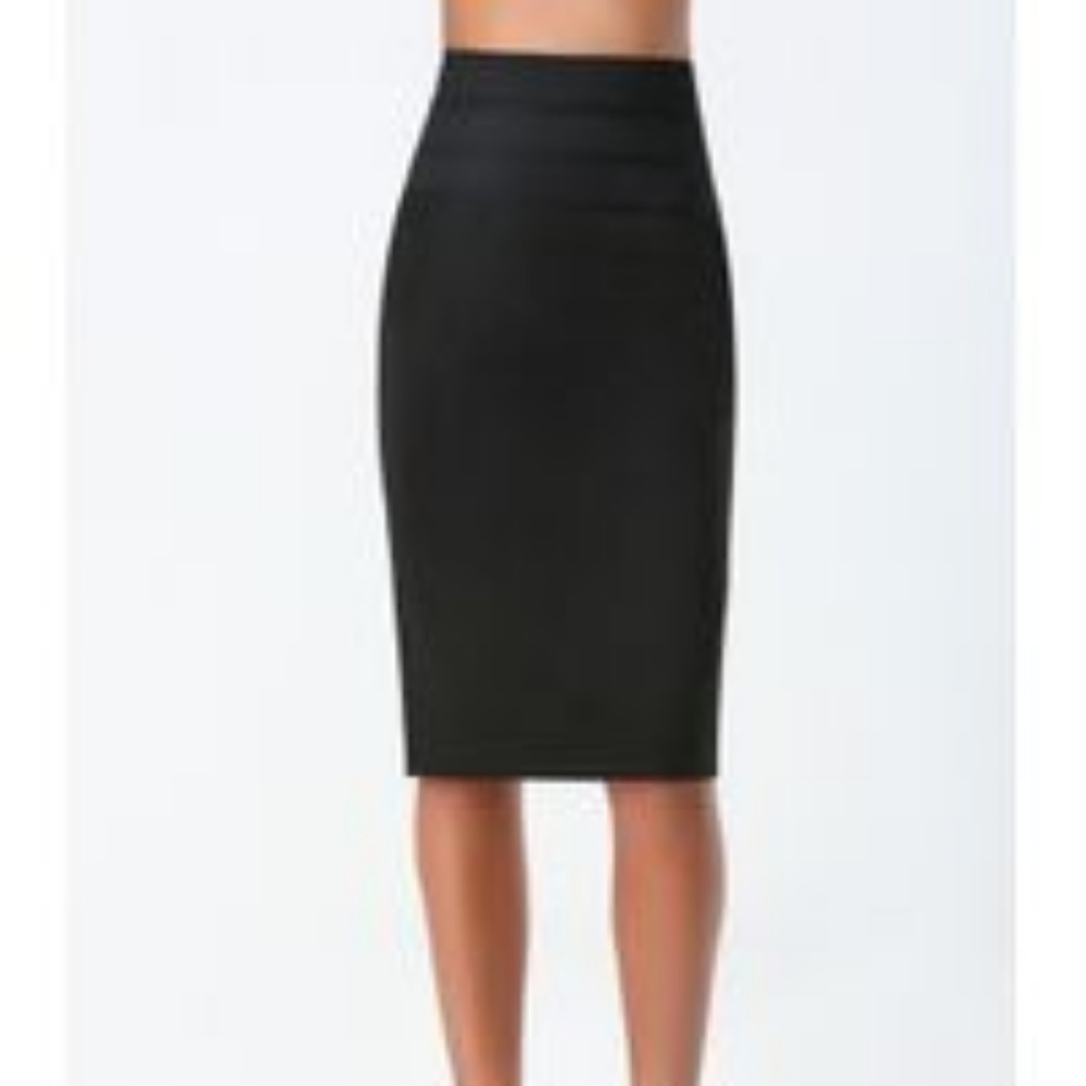 Bebe high waisted midi pencil skirt black